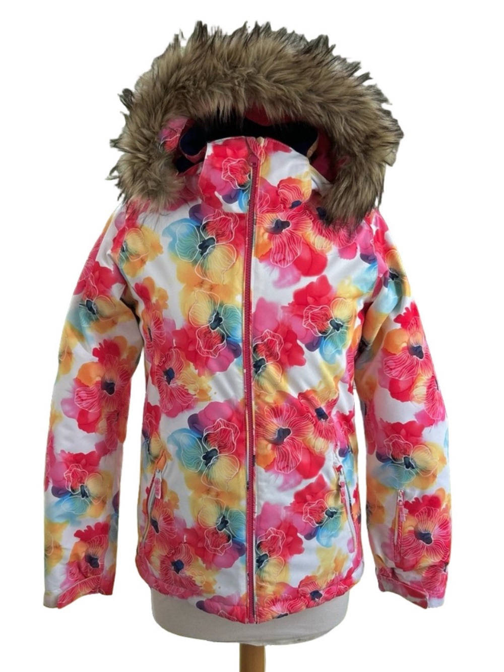 Roxy Ski Snow Jacket Parka Coat Floral Pink Girls Size XXL (16)